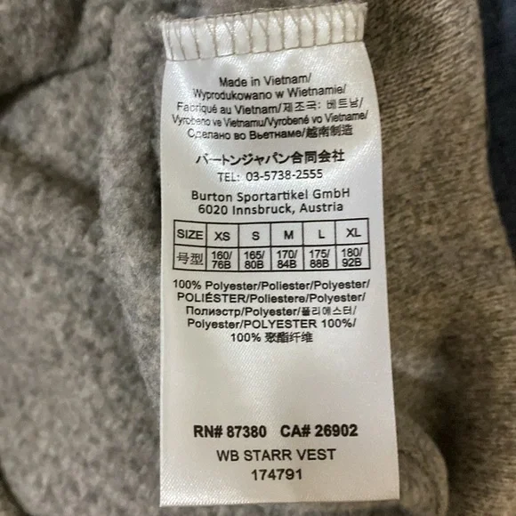 Burton DryRide WB Starr Tan Grey Vest With Hood - Picture 8 of 8